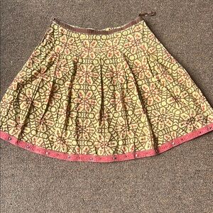Vintage , Floral Patterned Skirt in Yellow and Red,